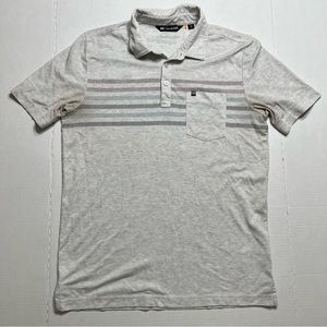 Travis Mathew Polo Shirt Mens Medium Gray Stripped Pocket Rugby Golf